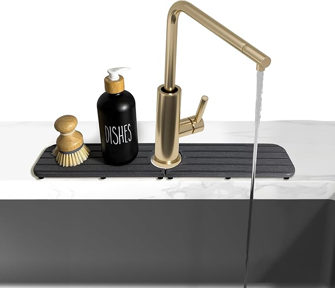 17inch x 4inch Kitchen Sink Faucet Mat, Water Absorbing Stone Faucet Splash