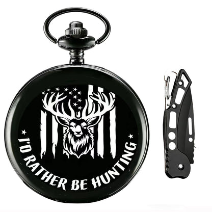 Udaney Hunter Gifts Set for Men - Classic Pocket Watch and Multi-Tool Knife, Unique Gifts for Hunters and Outdoorsmen, Commemorative Hunting Keepsake with Elegant Gift Box