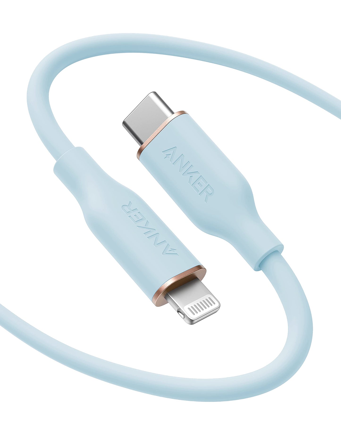 Anker USB C to Lightning Cable, MFi Certified Powerline III Flow Silicone Charging Cable for iPhone 13 13 Pro (Cloud White, 6ft)