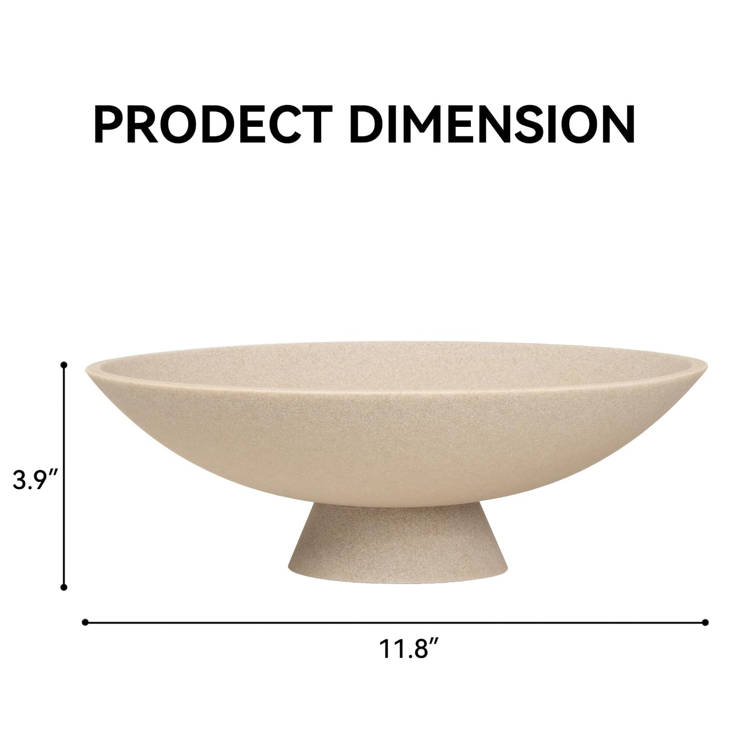 Modern Decorative Fruit Bowl, Beige Resin Artificial Stone Pedestal Bowl, Handicraft Table Centerpiece for Entryway, Coffee Table, Kitchen & Home Decor