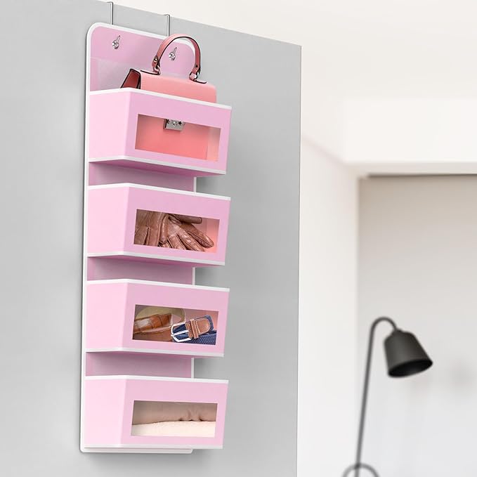 Simple Houseware 4 Clear Window Pocket Over Closet Door Storage Hanging