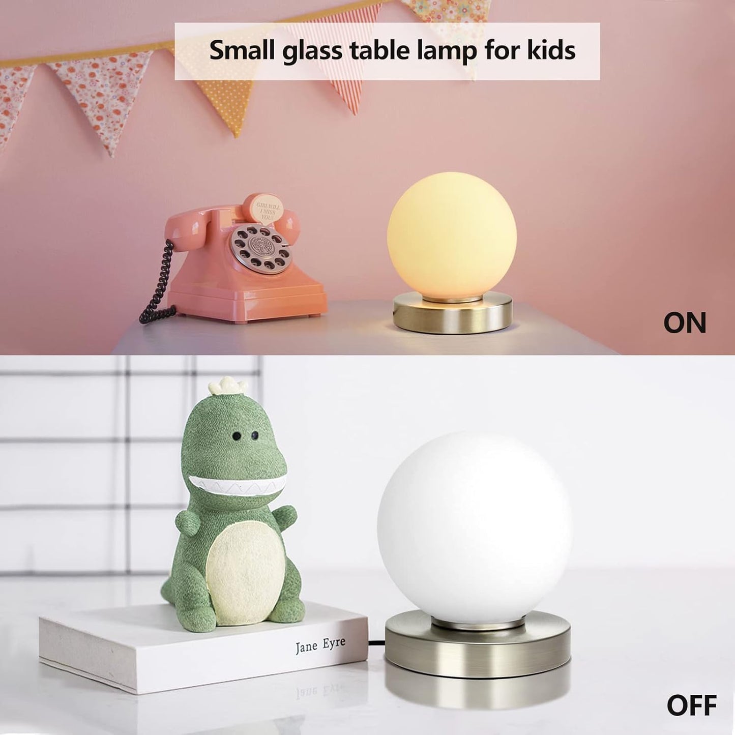 Modern Small Table Lamps, Opal Glass Bedside Table Lamp 3 Colors Dimmable Gold Desk Lamp, for Bedroom Living Room Nightstand, Simple Design (Silver)