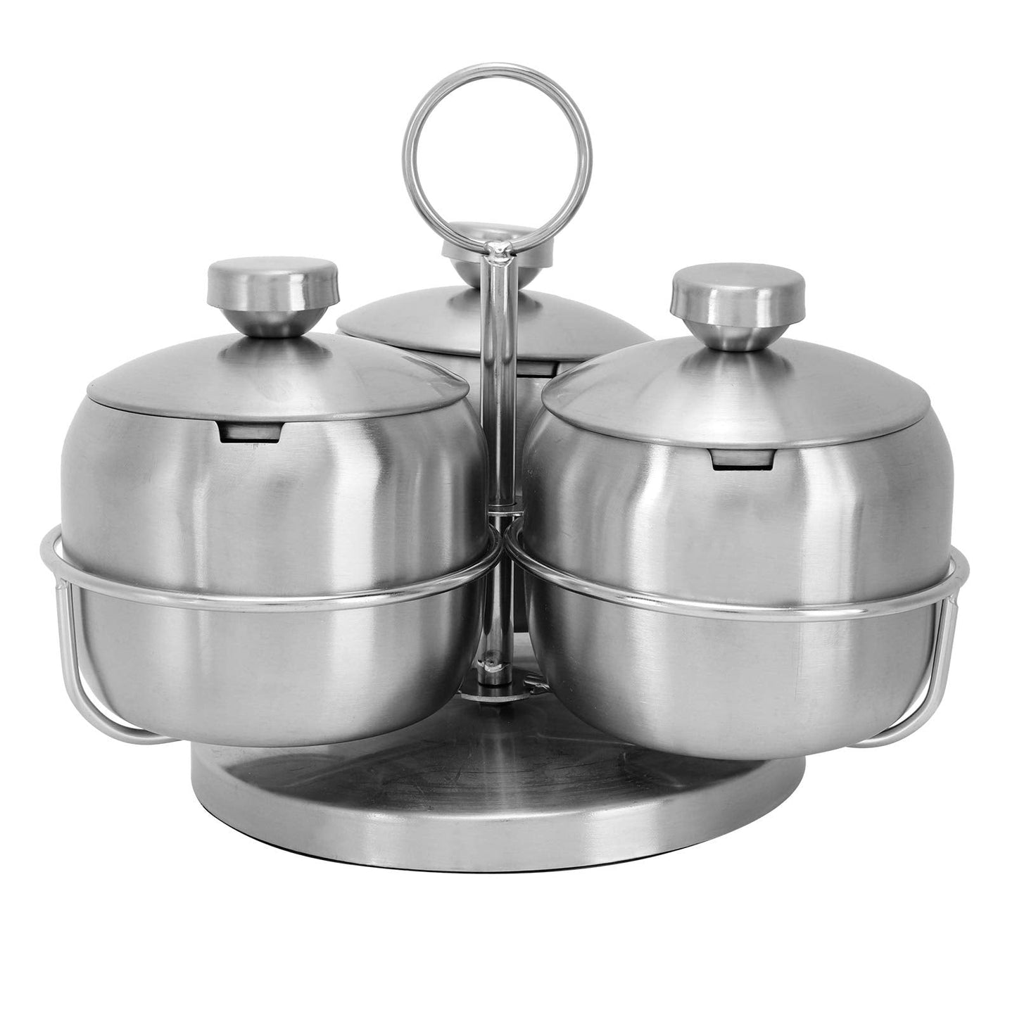 MOUMOUTEN Stainless Steel Sugar Bowl, 10Pack Seasoning Jar Spice Container, Rotating Condiment Spice Salt Sugar Jar Spice Rack Set with Lid Spoon