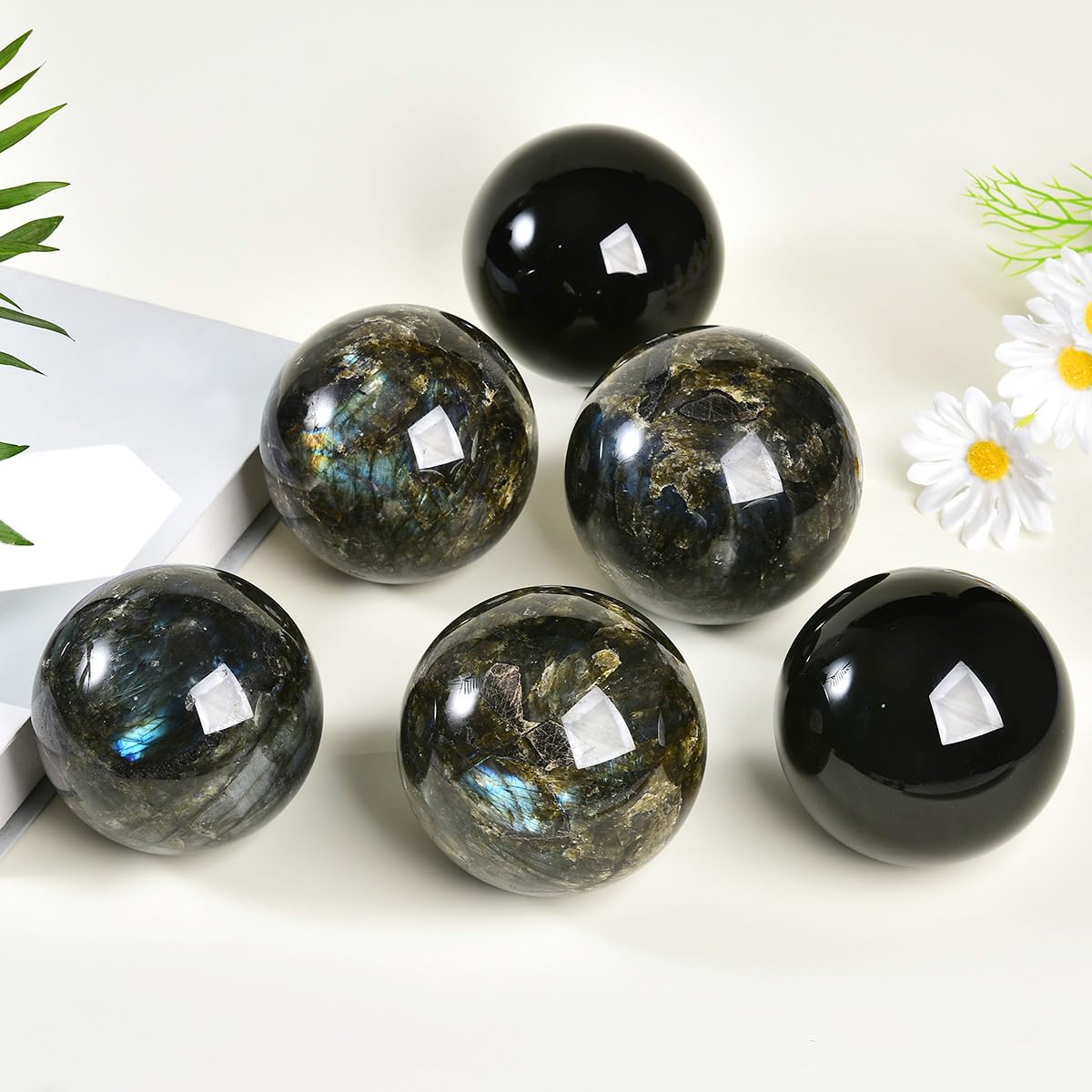 MOGEMT Large Black Obsidian Crystal Ball with Stand Healing Crystals Sphere for Meditation, Divination, Witchcraft 110-120mm/4.3-4.7"