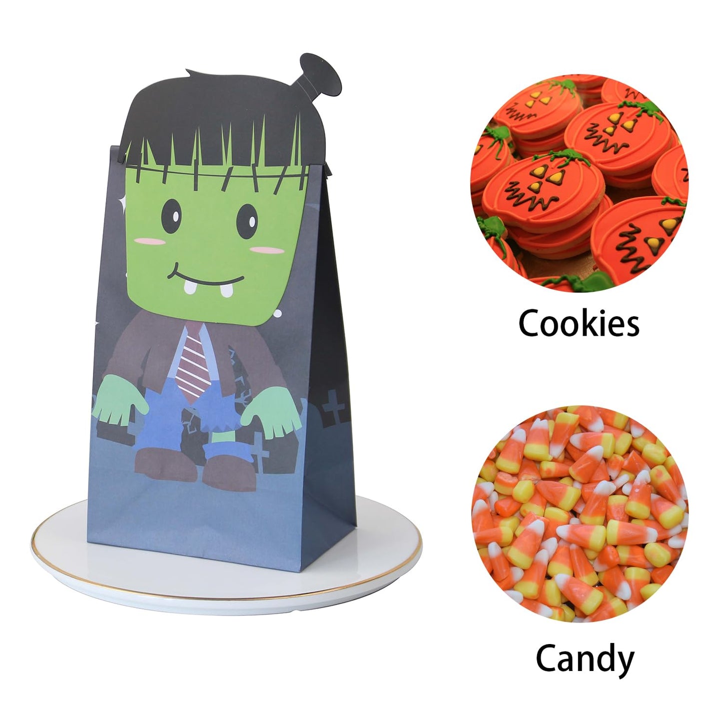 Halloween Treat Bags - 24pcs Trick or Treat Goody Bags with 24pcs Stickers, Gift Bag for Halloween Kids Party Supplies