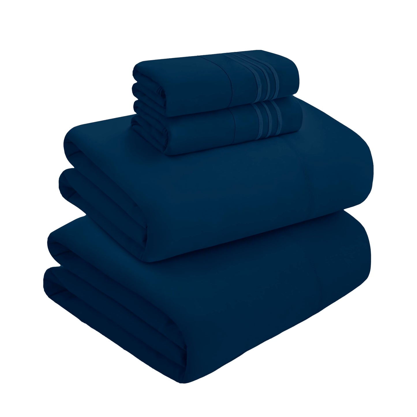 Mocassi Full Size 4-Piece Bed Sheet Set - 1800 Premium Hotel Quality Microfiber 18-24 Inches Extra Deep Pocket Fitted Sheet- Luxury Soft, Breathable, Wrinkle, and Fade Resistant, Navy Blue