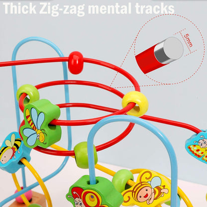 Jacootoys Toddlers Bead Maze Roller Coaster Animal Circle Toys Educational Abacus Beads Game for Boys Girls Baby Gift