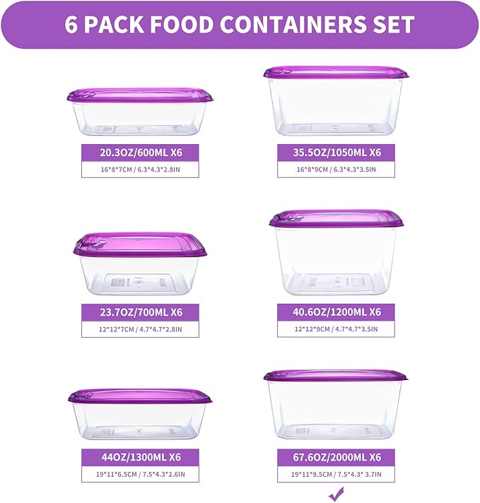KIGI Large Plastic Food Containers