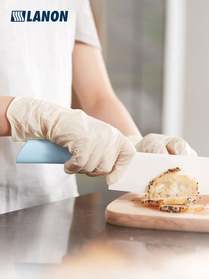 LANON 5 Mil Disposable Latex Gloves, Food Grade, Powder-Free, Fully Textured, Cleaning, White, Small(Pack of 100)