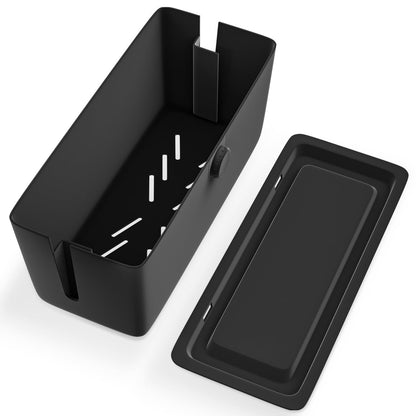 KinderSense® Cable Management Box - Cord Organizer with Child Proof Lock - Cord Hider to Conceal Wires,Power Strips from TV,Computer,Desk and Babies - 12 X 5.25 x 5.25 (Black)