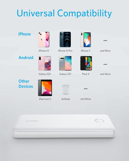 Anker Portable Charger, USB-C Portable Charger 10K with 20W Power Delivery, Power Bank (PowerCore Slim 10K PD) for iPhone 14/13/12 Series, S10, Pixel 4, and More