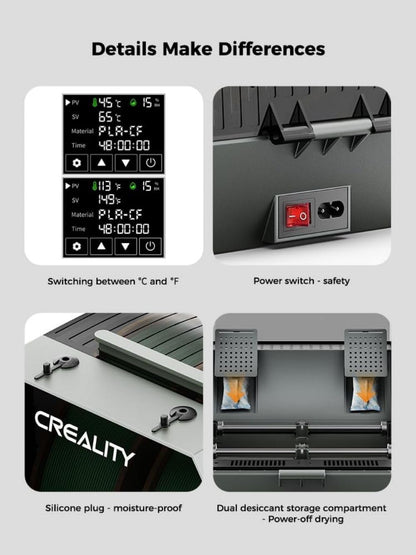 Creality Space PI Filament Dryer Plus, 2 Spools Filament Storage Box, 3D Printer Dryer Box with 360° Heating, Upgraded Filament Dehydrator for PLA ABS PETG TPU 1.75/2.85 mm