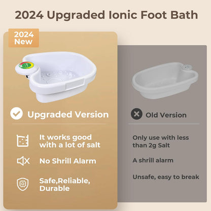Upgraded Ionic Foot Bath Detox Machine, Foot Spa Bath for Home Use, Foot Cleaner Machine To Remove Toxins with 2 Arrays, 15 Disposable Foot Bath Liners, Detox Sea Salt, Upgraded Durable Basin