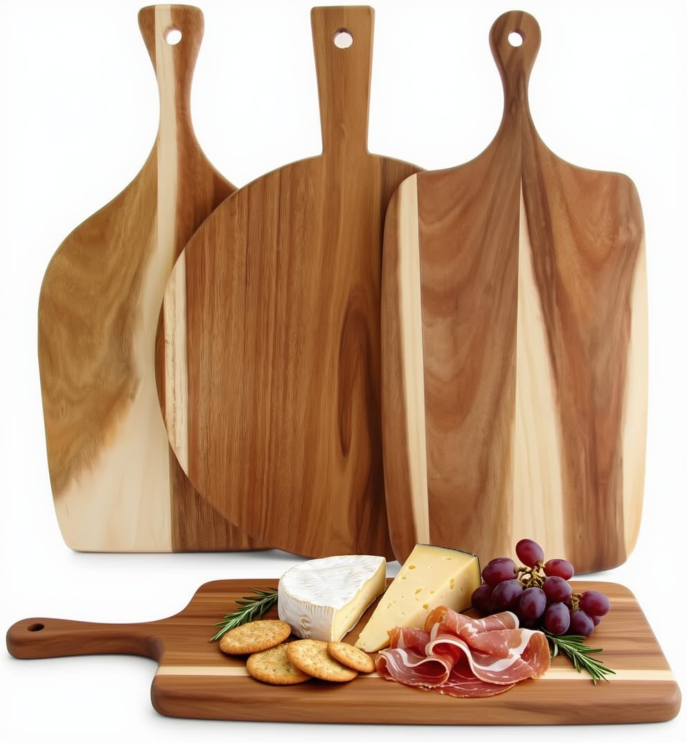 Ama Poem 3 Pack Acacia Wood Cutting Boards with Handle
