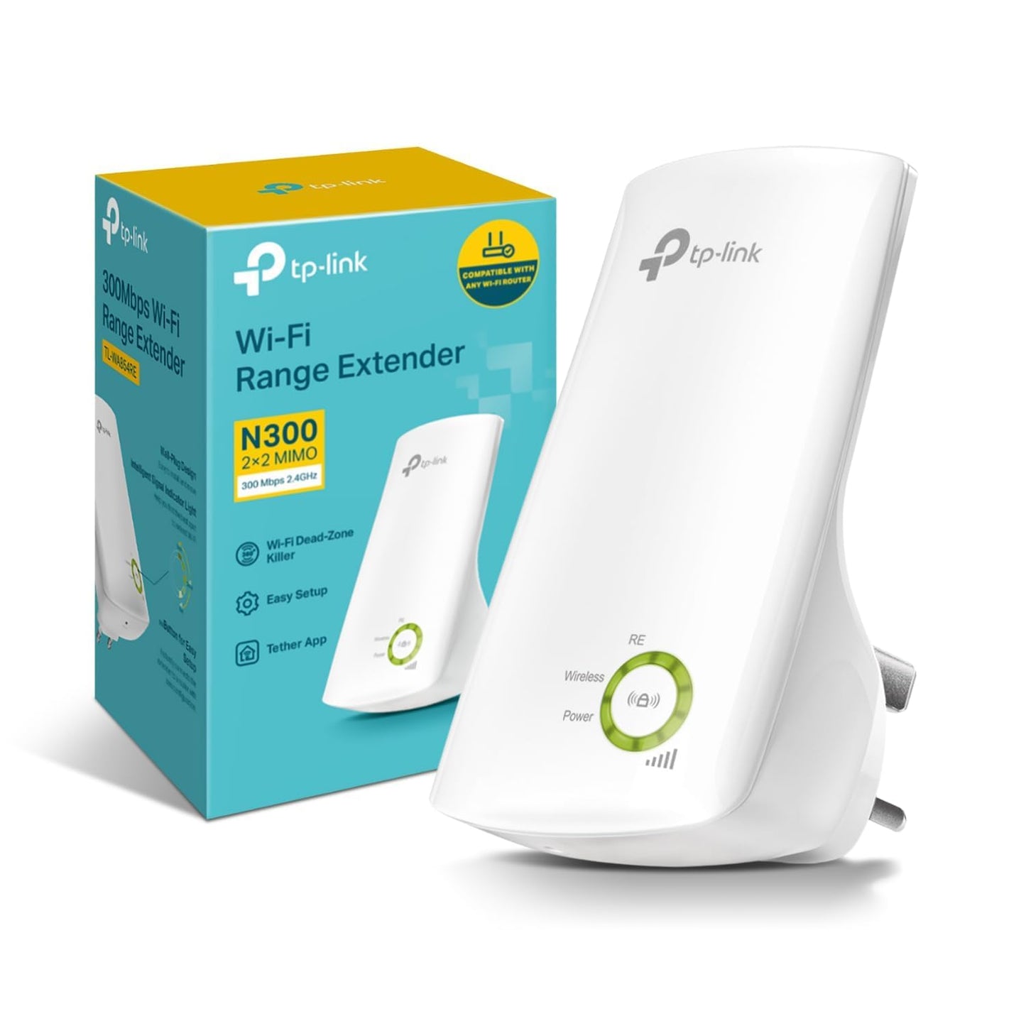 TP-Link TL-WA854RE N300Mbps WiFi Extender Booster, Internet Booster, Access Point,WiFi Repeater, WiFi Extender,App Control, WiFi Booster Range Extender, Smart Signal Indicator Light,UK Plug