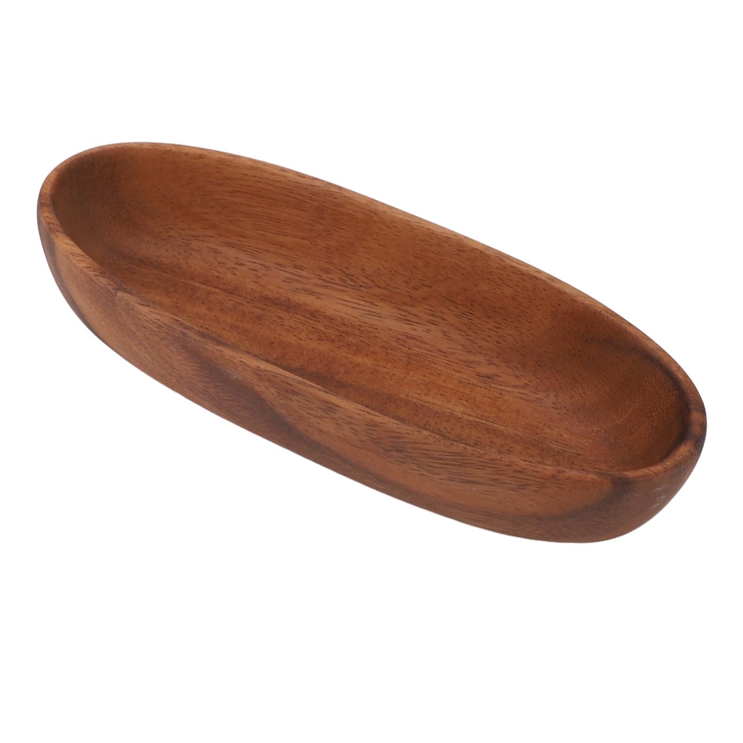 HAOHIZE Handcrafted Decorative Boat Bowl, Rustic Wooden Salad Bowl for Food Bread Fruits Snack Dessert, Coffee Table Tray or Entryway Catchall, Long Oval Design for Modern Farmhouse Decor