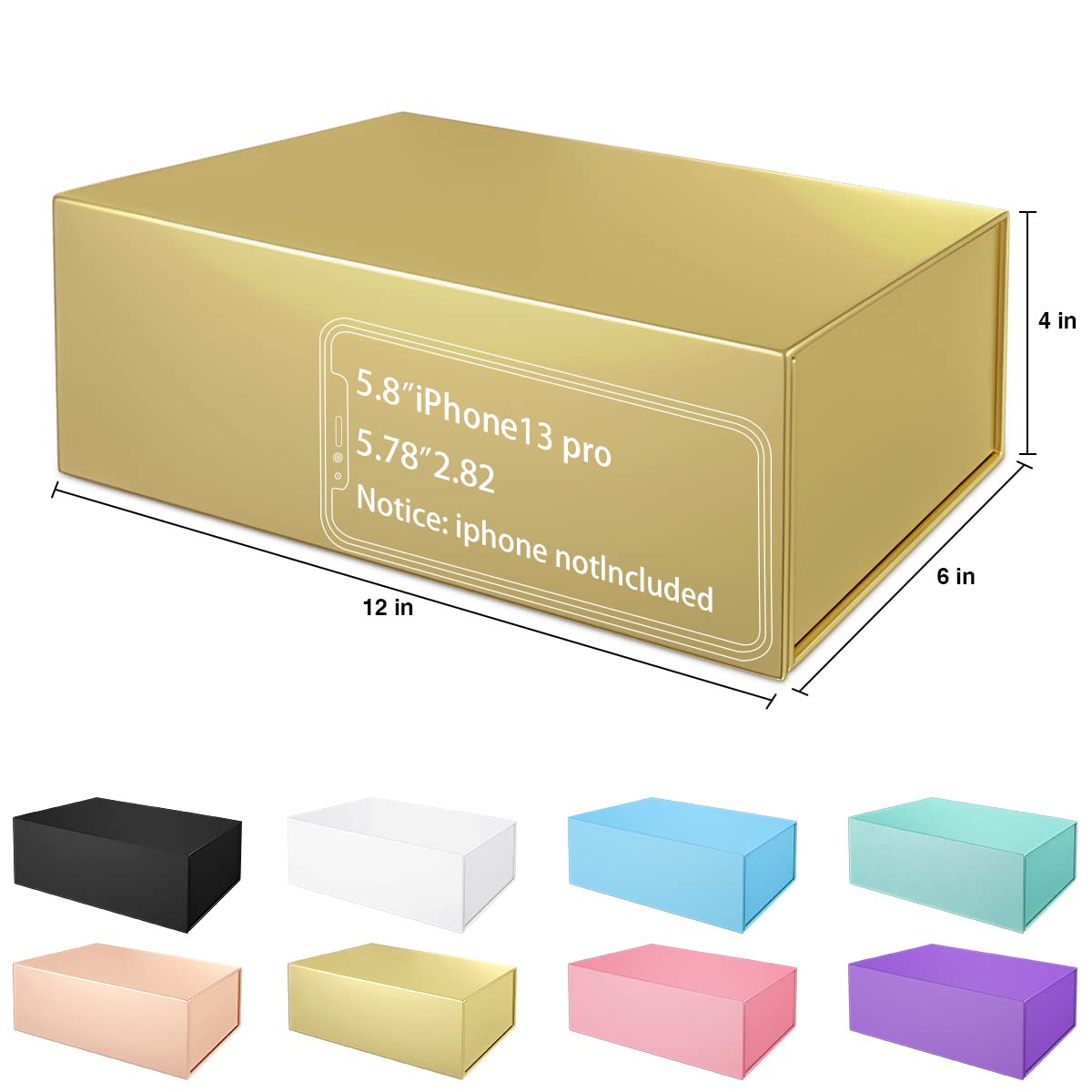 Gold Gift Boxe 12" x 6" x 4" with Magnetic Closure Lid Gift Boxes for Presents,Bridesmaid Gifts Box,Cute Box,Birthday Gift box,Luxury for Gift Packaging, Magnetic Gift Box for Wrapping Gifts (Gold/5PCS)