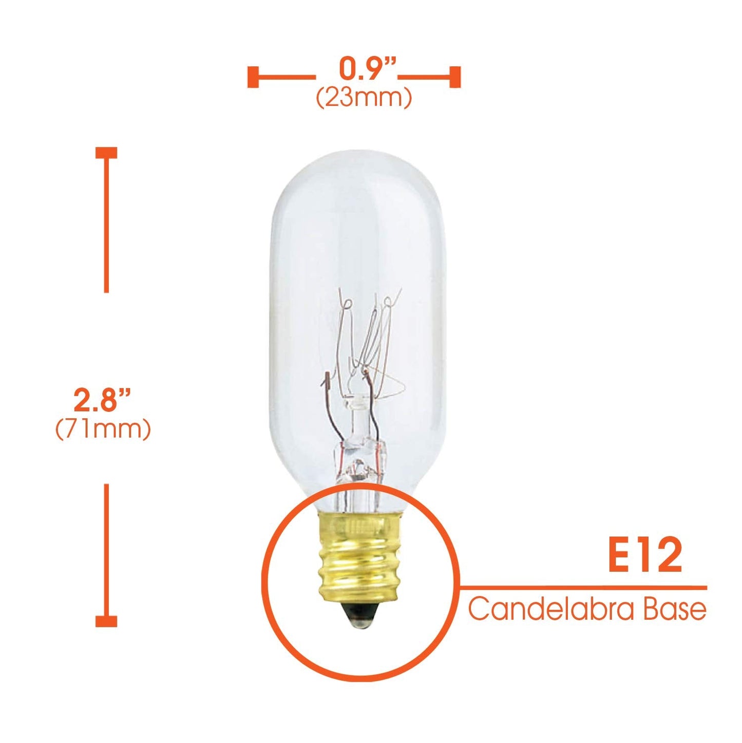 Xtricity 25W Incandescent Appliance and Himalayan Salt Lamp Light Bulb, T8, E12 Candelabra Base, Dimmable, 130V (6 Pack)