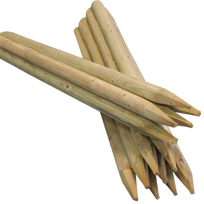 Premium Round Wooden Stakes 1.2m x 50mm – Pack of 10 Pressure-Treated Softwood Stakes for Durable Garden Fencing, Tree Support & Landscaping Projects