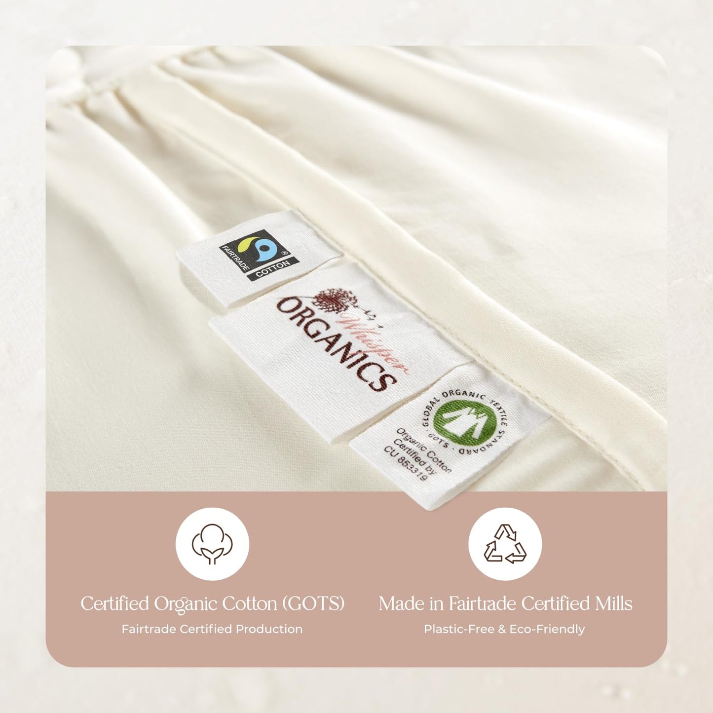 100% Cotton Organic Mattress Pad - Breathable & Cooling Mattress Protector King Size - Premium 300GSM Quilted and Machine Washable - Fairtrade & GOTS Certified Bed Protector (Ivory, King)