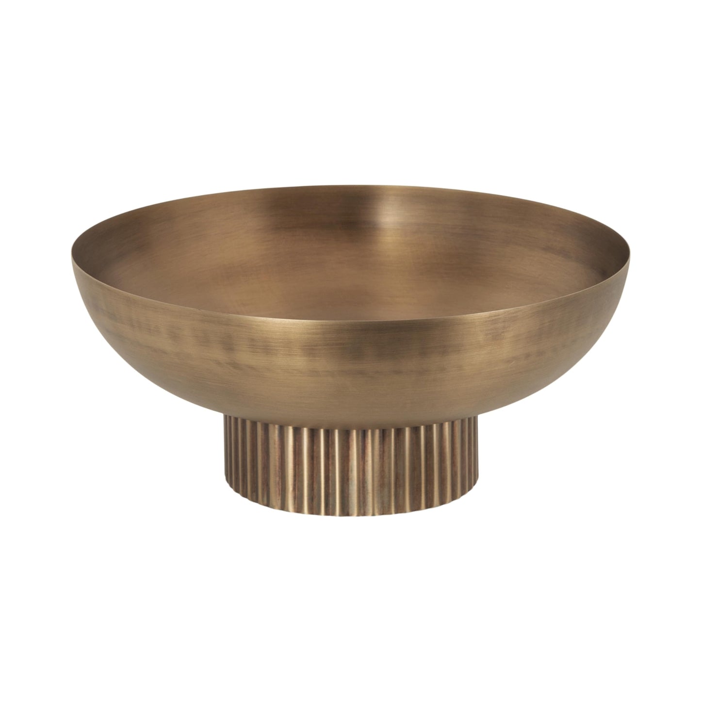 Kate and Laurel Rooks Ribbed Decorative Metal Bowl; 12 Inch Diameter; Brass; Modern Raised Fruit Bowl for Kitchen Counter or Use as a Key Bowl for an Entryway Table