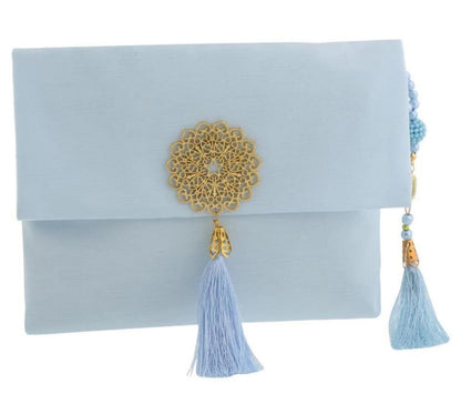 Prien Muslim Prayer Rug with Tasbih and Portable Bag, Muslim Gift for Women Men, Mubarak Islamic Box, Soft Mat Islam Gifts Set, Turkish Sajadah for Ramadan, Eid, Hajj, Travel, Pray (Blue)