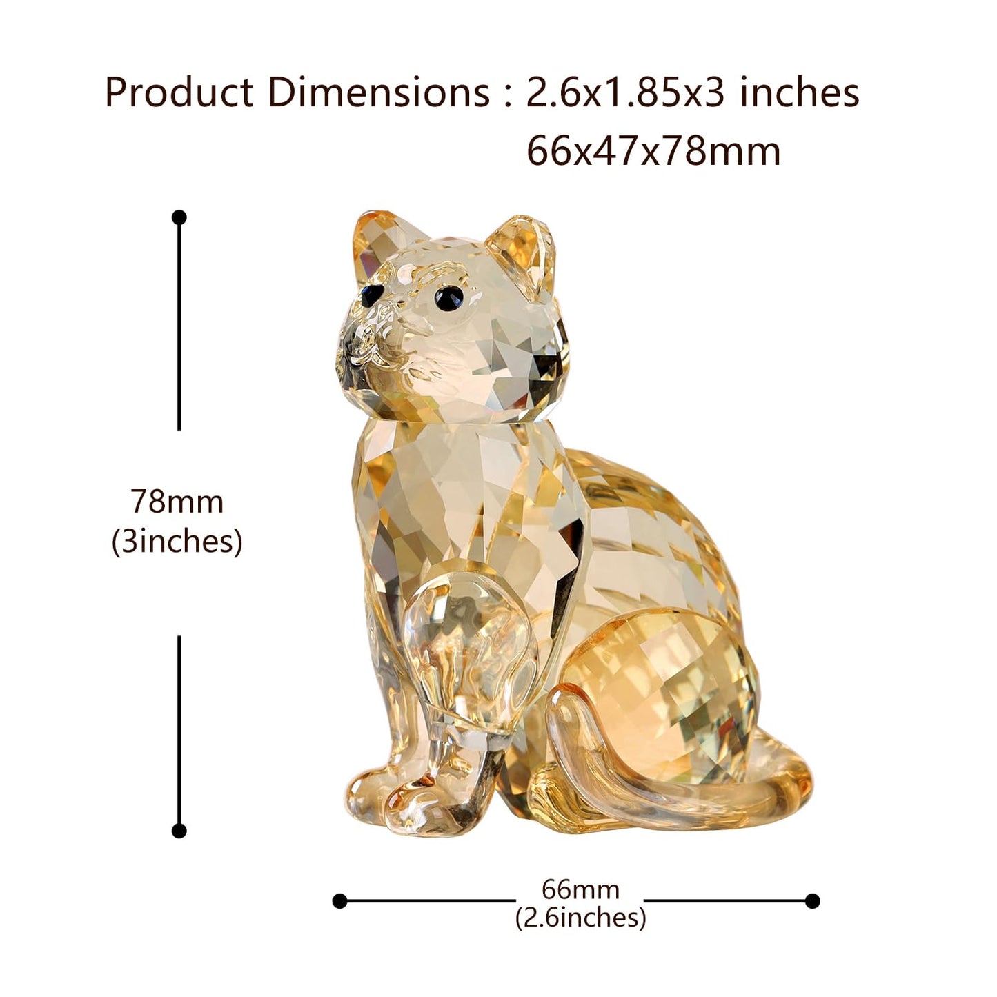 DOJOZ Crystal Cat Realistic Animal Kitten Art Figurine Collection Table top Ornament Statue Home Decor (White)
