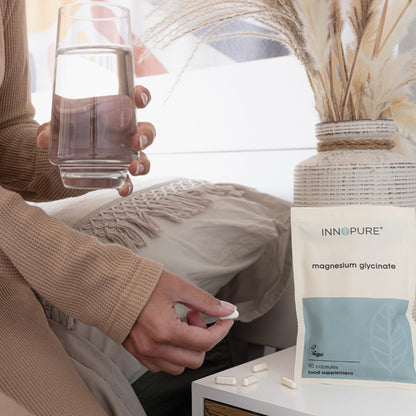 INNOPURE Magnesium Glycinate - 90 Capsules - Bioavailable Magnesium Supplements - 1000mg Per Serving (2 Capsules) Providing 200mg of Elemental Magnesium Bisglycinate Powder - Made in The UK