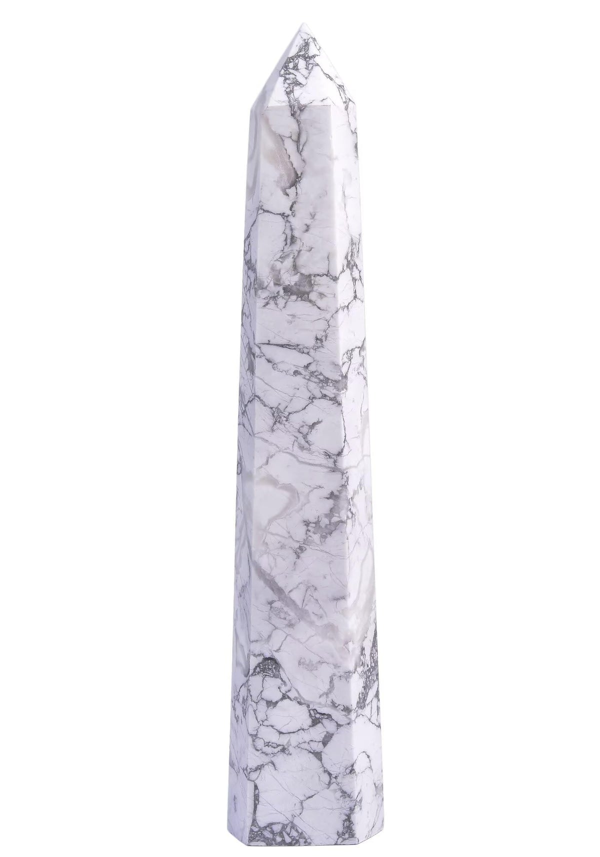 CNYANFEI Natural White Howlite Crystal Wand Tower Large Size Hexagonal Polished Stone 2.2-2.6 Lbs for Healing Meditation Reiki Chakra Balancing Home Decor Unique Handcrafted Gift