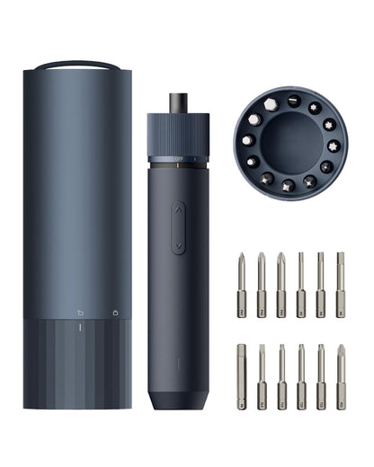 HOTO Electric Screwdriver Set, 3.6V Rechargeable Screwdriver Set with 12 S2-Steel Bits, Cordless Power Screwdriver with LED Light, All-in-One Design, 3 Torque, 4N·m 1500mAh, USB-C Charging