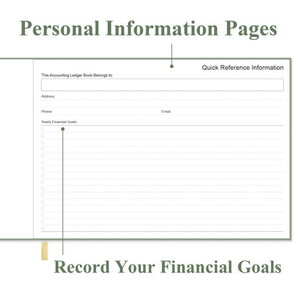 Accounting Ledger Book - Ledger Book for Small Businesses Bookkeeping & Personal Use, Expense Tracker Notebook for Tracking Money, Expenses, Deposits & Balance, 7" x 10", Green