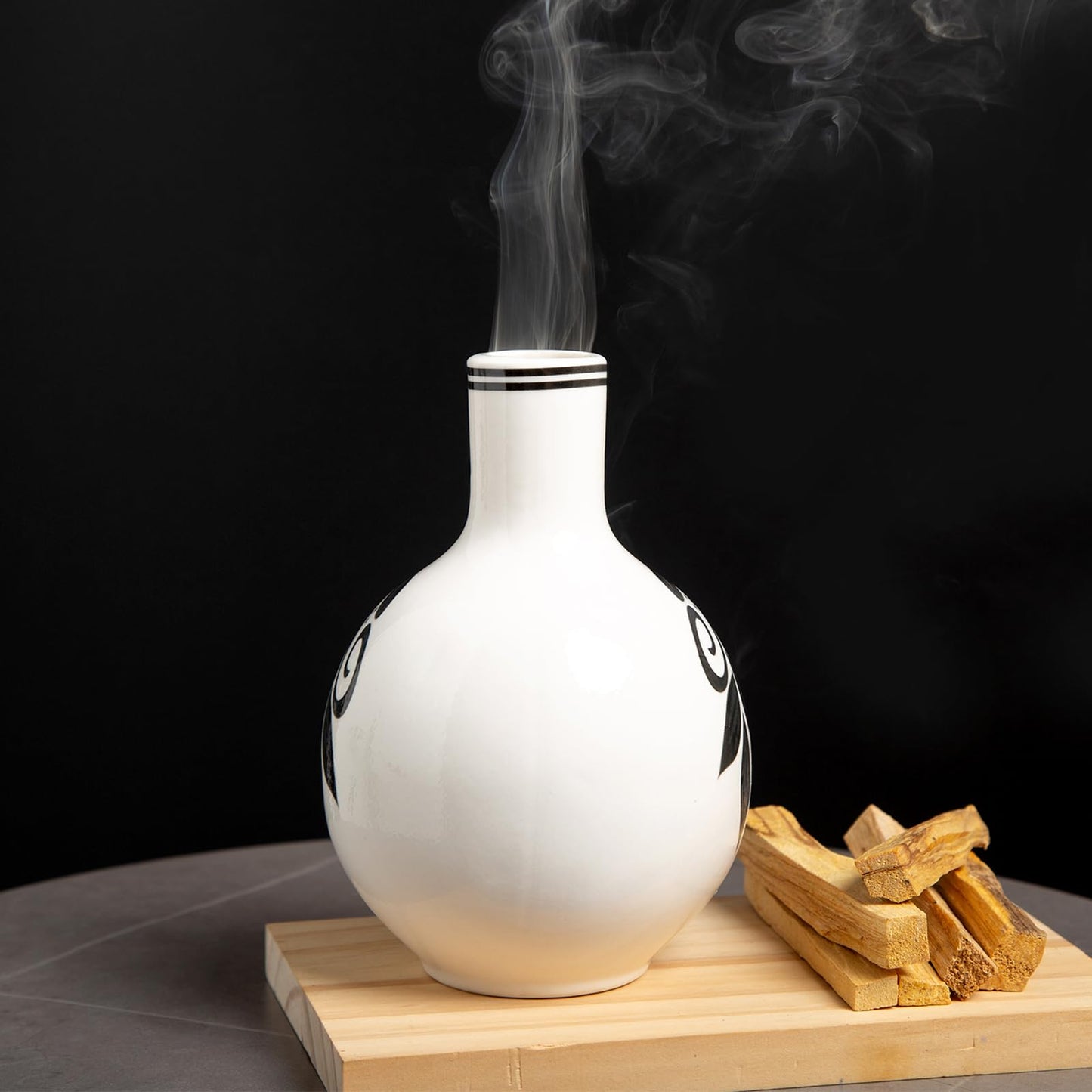 MOUGIGI Handcrafted Palo Santo Holder Ceramic Incense Burner - Compact Size for Meditation Space - Burn Palo Santo Sticks and Cones Safely - Sage Aromatherapy Decor