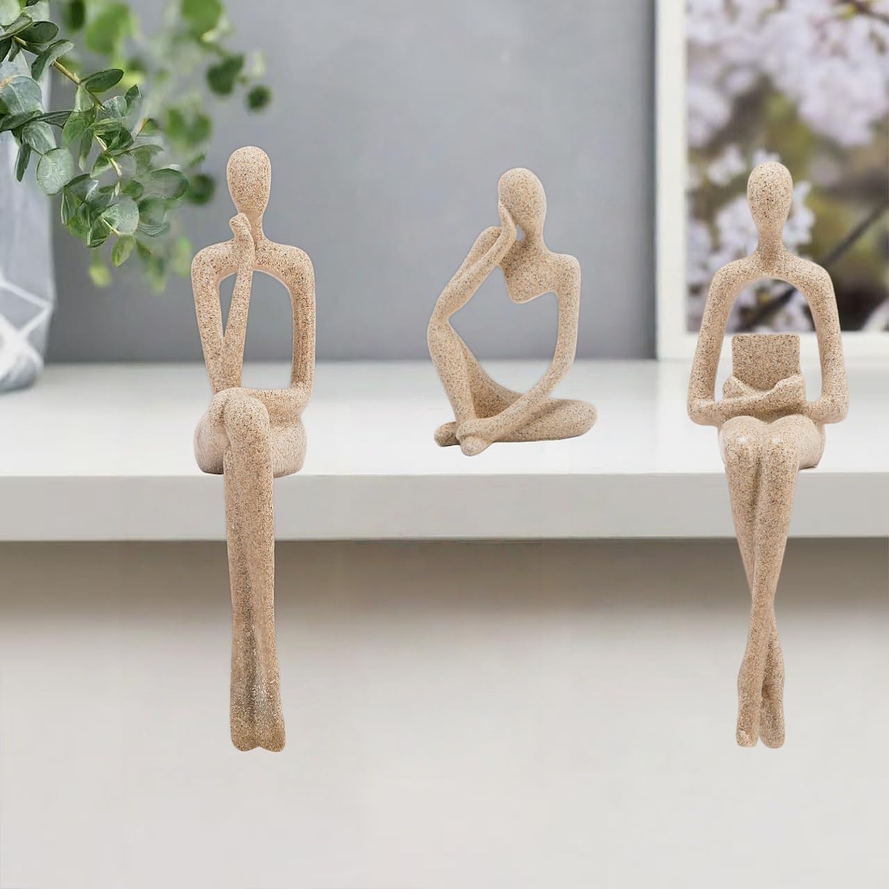 Gold Home Decor Thinker Statue Accents, Set of 3 Thinker Sculptures Office Decor Modern Abstract Resin Decoration on Shelf Table Desk for Living Room Office Bedroom Bookshelf Decor (Small)