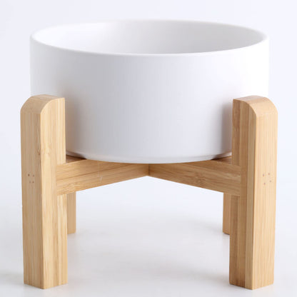 Petygooing White Elevated/Raised Ceramic Dog Bowl for Small Breeds, Dog Food Water Dish with Stand,Pet Feeding Bowl with Anti Slip Rubber for Cats and Small Dogs Puppy 13.5 OZ (5.1In / 1.7 Cups