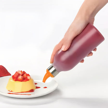 Lancoon 4Pcs Squeeze Condiment Bottles 450ml/16oz Plastic Sauce Dispenser Bottle for Hot Sauce BBQ Ketchup Syrup Salad Dressing Mustard Olive Oil