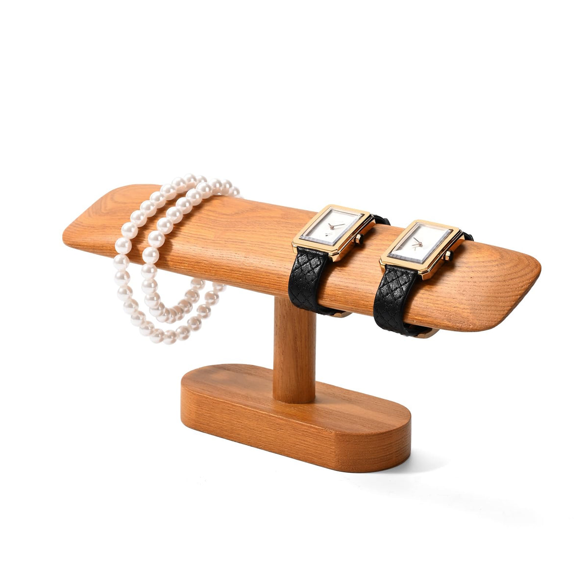 Woodten Solid Wood T-Bar Watch Display Stand Jewelry Organizer Holder for Watch and Bracelet