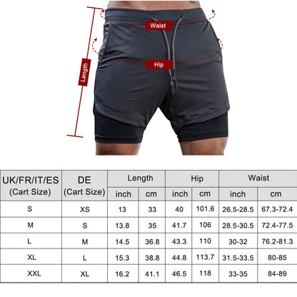 Superora Mens Running Gym 2 in 1 Sports Shorts Breathable Outdoor Workout Training Shorts with Pockets Grey