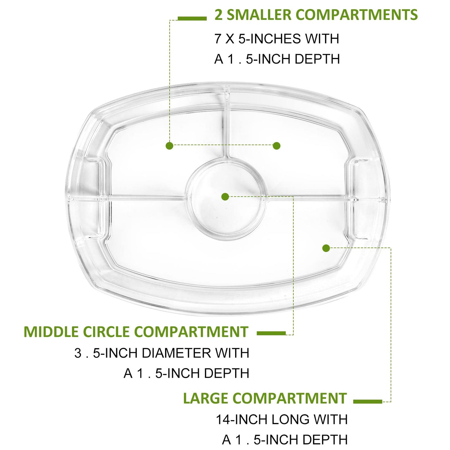 IVYHOME 3-Tier Chilled Serving Tray with Lid, 15" Fruit Ice Serving Platter with 4 Compartments, Shrimp Cocktail Serving Dish, Divided Serving Bowl for Parties
