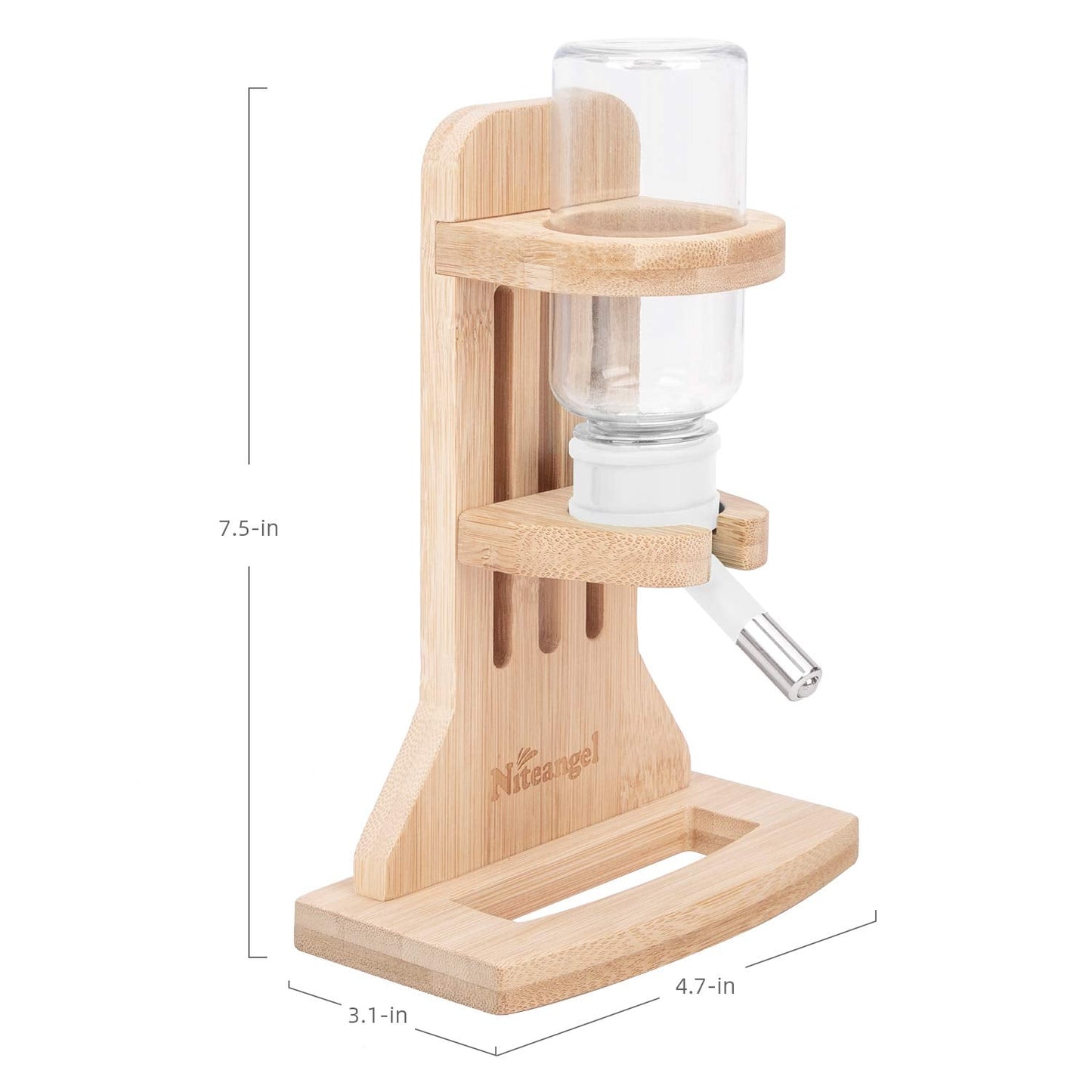 Niteangel Water Bottle with Stand for Syrian Dwarf Hamsters Gerbils Mice Rats Degus Small pet Rodents (White)