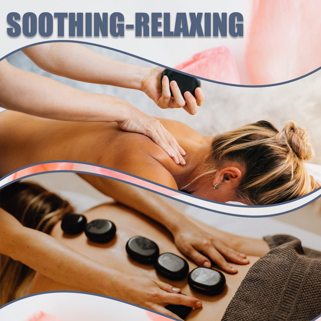 Skewo Hot Stones for Massage, 6 Pcs Basalt Massage Hot, Stones Tools for Home Spa, for Muscle Relaxation in The Back, Shoulders, Neck, Legs, Other Joints