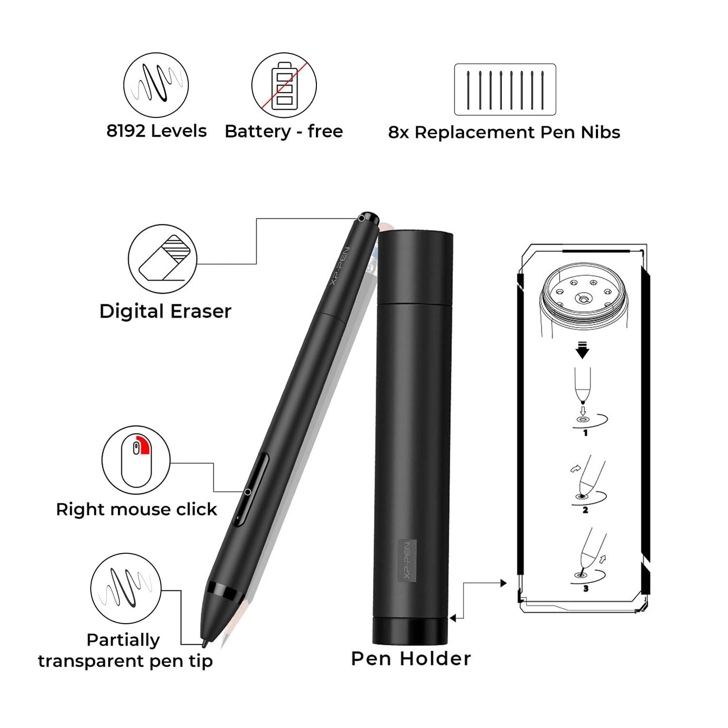 XP-PEN Artist12 11.6 Inch FHD Drawing Monitor Pen Display Graphic Monitor with PN06 Battery-Free Multi-Function Pen Holder and Glove 8192 Pressure Sensitivity