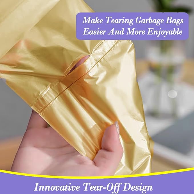 3 Gallon 180pcs Small Gold Trash Bags Plastic Strong Gold Garbage Bags