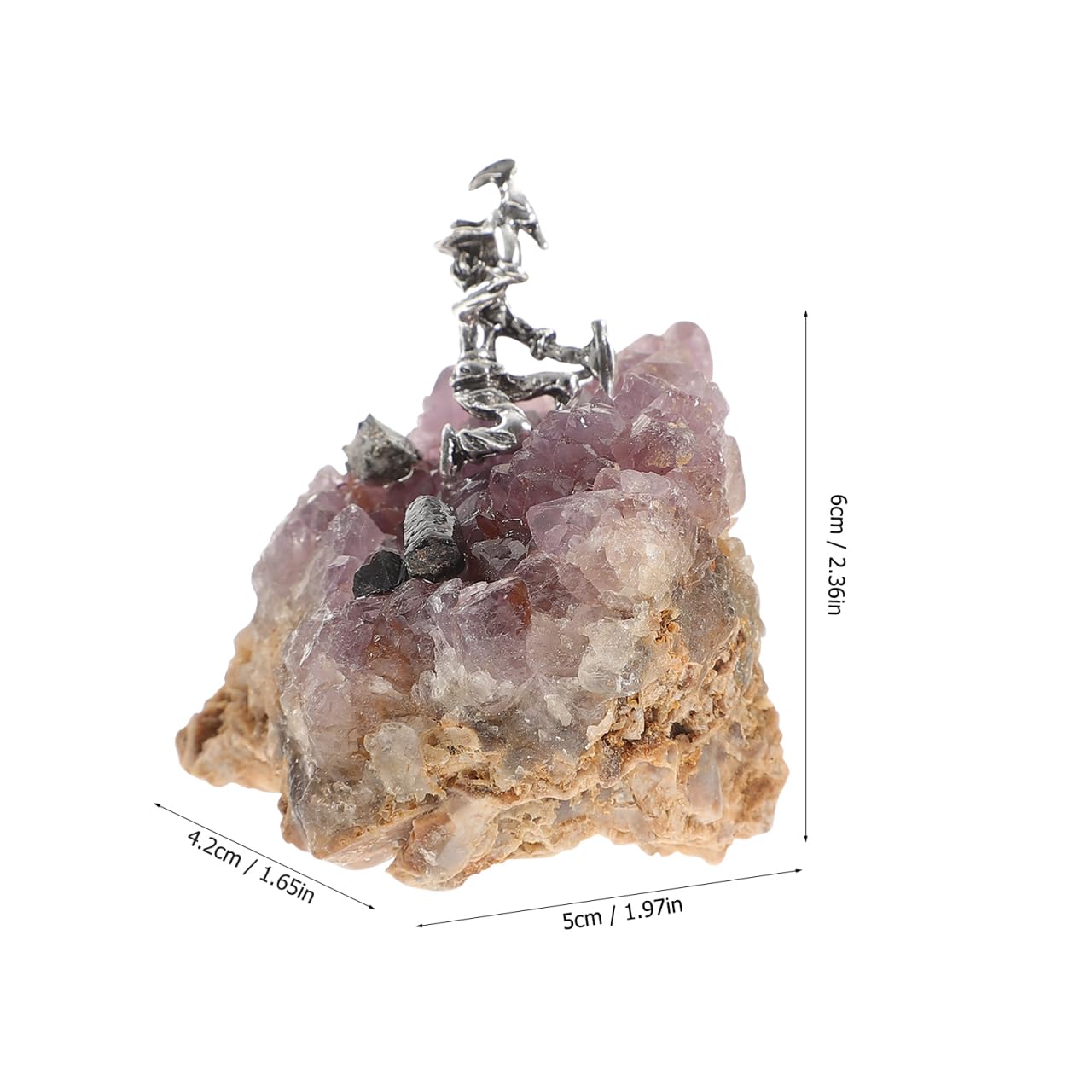 GOOHOCHY Natural Amethyst Cluster Ornament Miner Figurine Decor 2.55X2.36X1.65In Crystal Desktop Gemstone Decor for Home and Office Healing