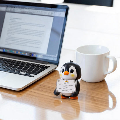 hollishowe Positive Penguin Figurine - 3.9" Tall Hand-Painted Resin Indoor Office Desk Decoration with Cute Motivational Sign, Funny Gift for Women Friends Bestie BFF Bestfriend Coworkers
