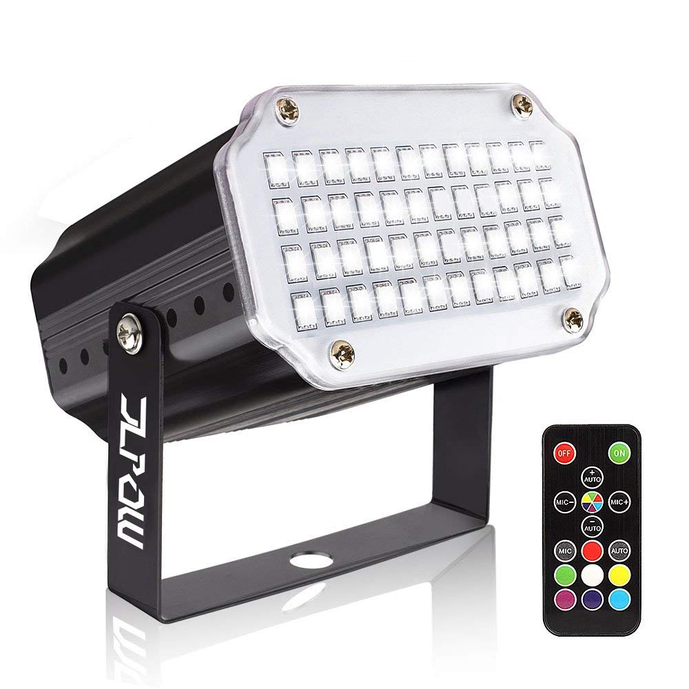 Halloween Strobe Light with Remote, JLPOW Sound Activated Mini Strobe Lights Super Bright 48 RGB LED, Remote Control Flash Stage Lighting, Best for DJ Party Show Club Disco Halloween