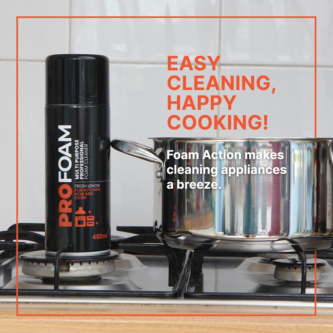 Profoam Oven, Grill & Barbecue Cleaner, Heavy Duty Oven Cleaner & Degreaser, Removes Baked On Food and Burnt-In Grease Fast, (400ml) Foam Spray, Made In The UK