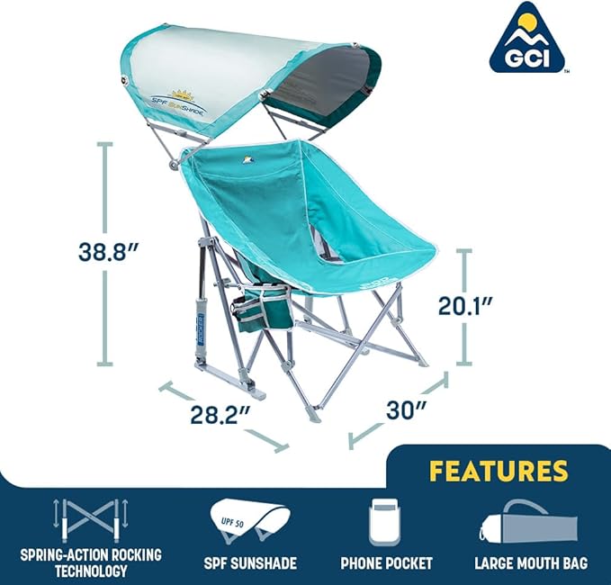 GCI Outdoor Waterside Pod Rocker Outdoor Rocking Chair with Sunshade Canopy