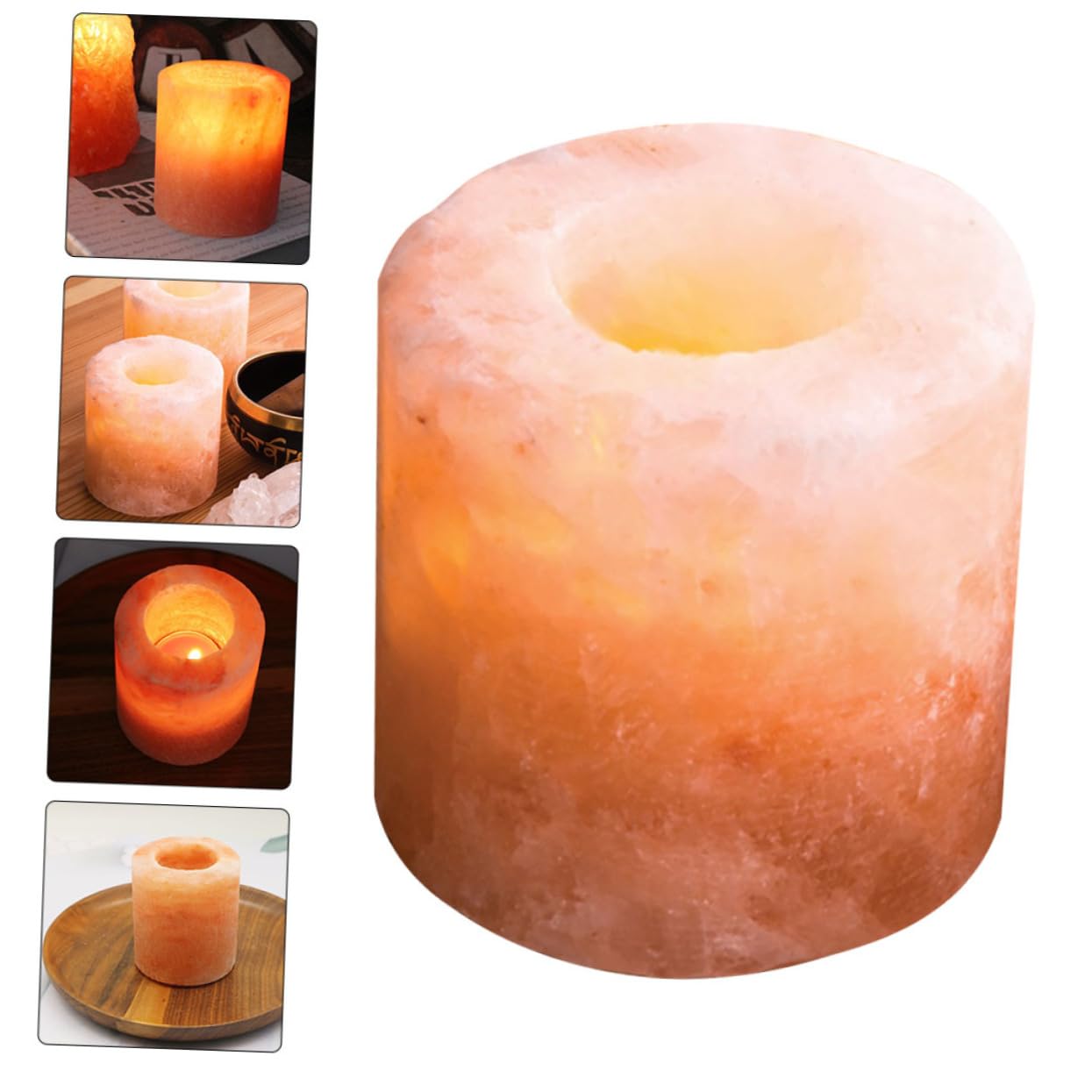 LIFKOME Himalayan Salt Candle Holder for Meditation Yoga Desktop Ornament Cozy Home Decor for Parties Craftsmanship Housewarming Present