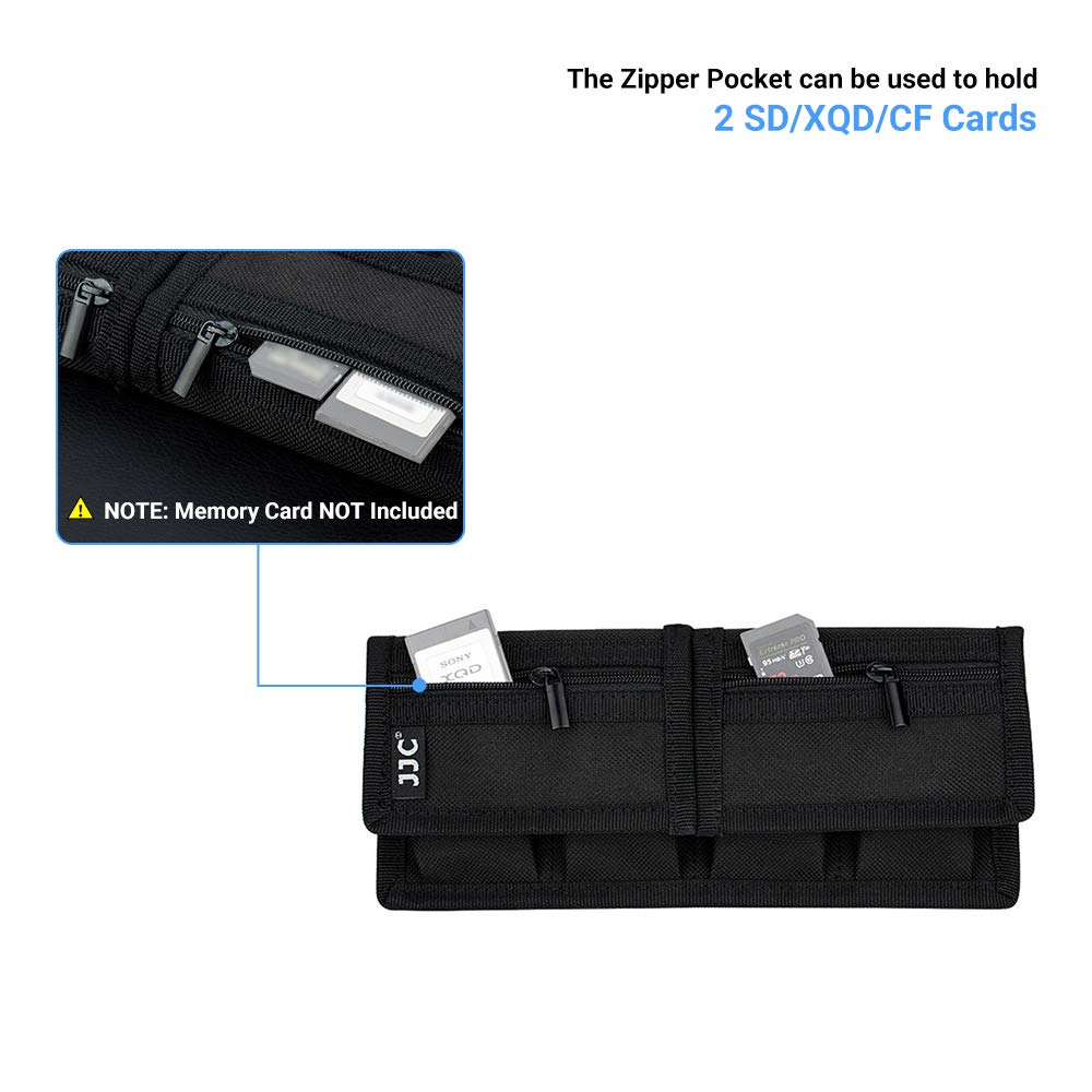 (6 Pockets) Camera Battery and SD Card Pouch Holder for 18650 x 8, AA, LP-E6N LP-E6NH LP-E17 EN-EL14 EN-EL15 NP-FW50 NP-FZ100 NP-W126S Battery,Suitable for Canon M50 Mark II 5DM4 6DM2 80D Sony A7R IV