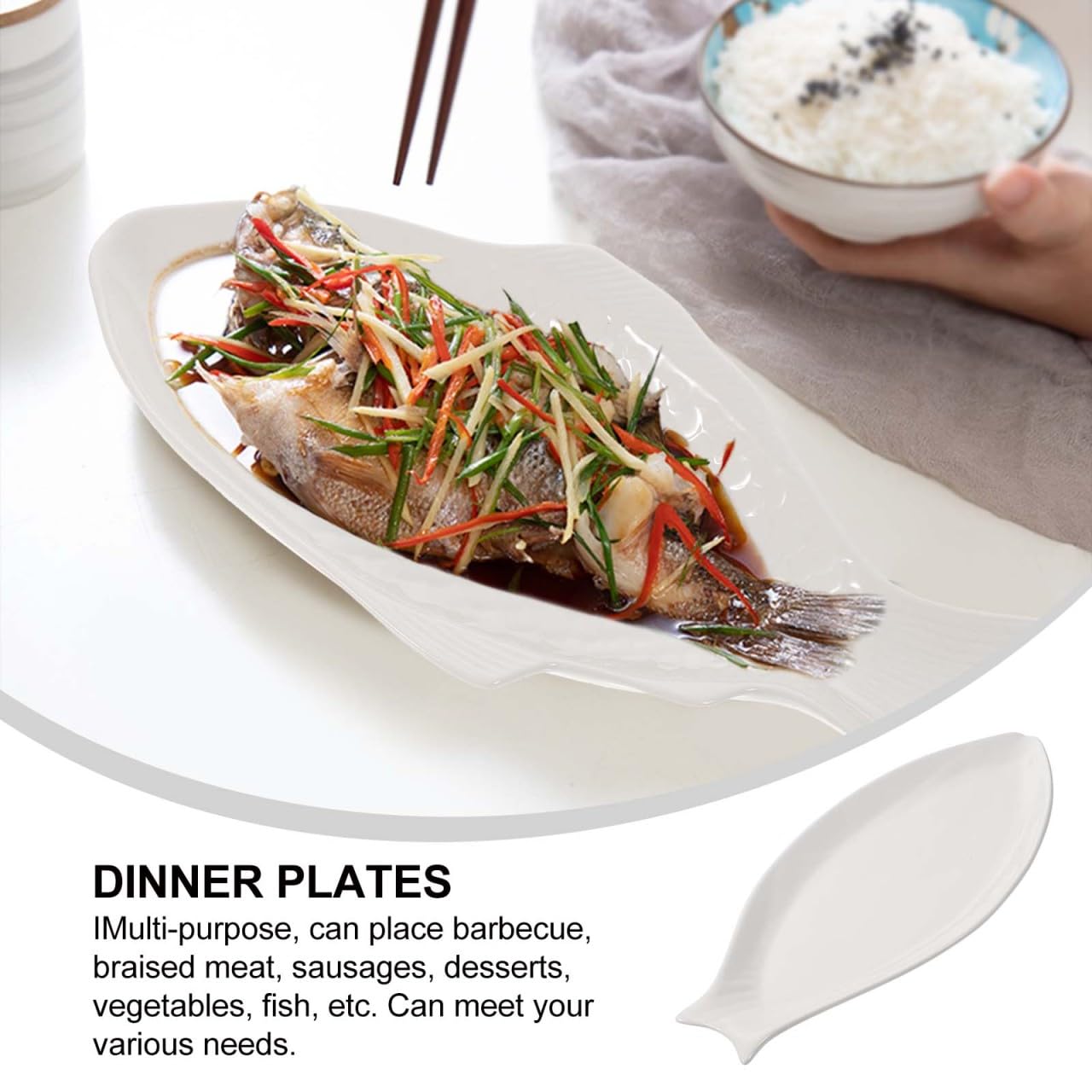 DOITOOL Creative Fish Plate Ceramic Serving Platter 11 Inch Fish Shaped Dish Snack Storage Tray for Home Dinner Party Restaurant